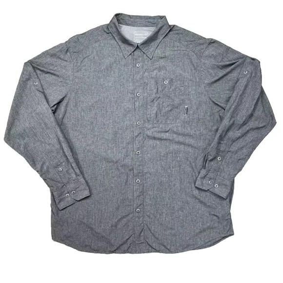 Merrell Other - Merrell Mens XL Opti Wick UPF 30+ Shirt Metal Buttons Zip Pocket Gray Outdoor